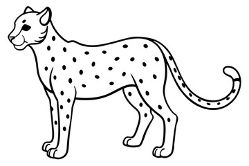 cheetah silhouette, cheetah line art vector illustration, leopard black silhouette vector
