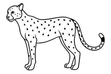 cheetah silhouette, cheetah line art vector illustration, leopard black silhouette vector
