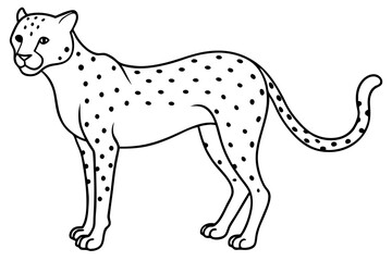 cheetah silhouette, cheetah line art vector illustration, leopard black silhouette vector
