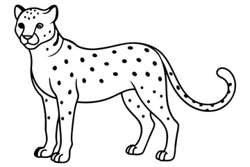 cheetah silhouette, cheetah line art vector illustration, leopard black silhouette vector
