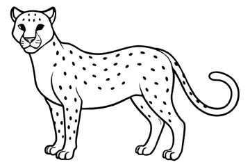 cheetah silhouette, cheetah line art vector illustration, leopard black silhouette vector
