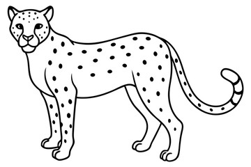 cheetah silhouette, cheetah line art vector illustration, leopard black silhouette vector
