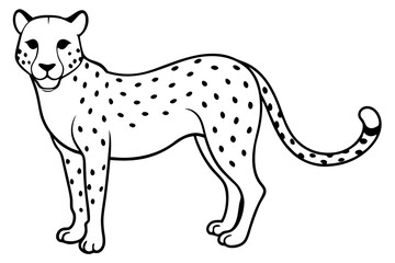 cheetah silhouette, cheetah line art vector illustration, leopard black silhouette vector
