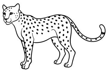 cheetah silhouette, cheetah line art vector illustration, leopard black silhouette vector
