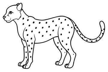 cheetah silhouette, cheetah line art vector illustration, leopard black silhouette vector
