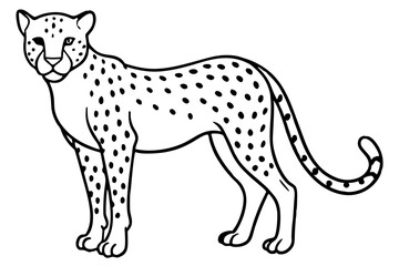 cheetah silhouette, cheetah line art vector illustration, leopard black silhouette vector
