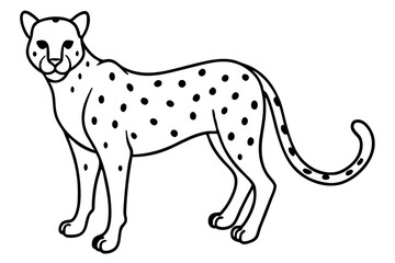 cheetah silhouette, cheetah line art vector illustration, leopard black silhouette vector
