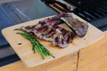 Cutting board with grilled beef