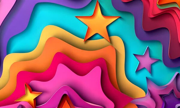 Colorful wavy background with stars.