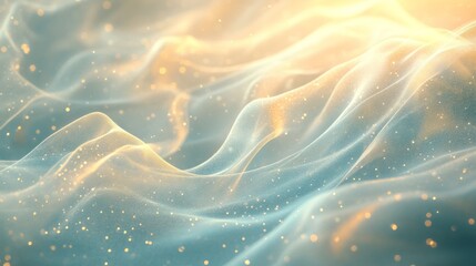 Abstract Blue and Gold Wavy Texture with Golden Lights