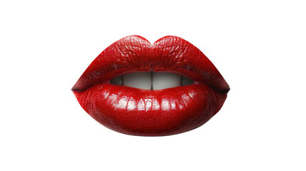 Red female lips on transparent background