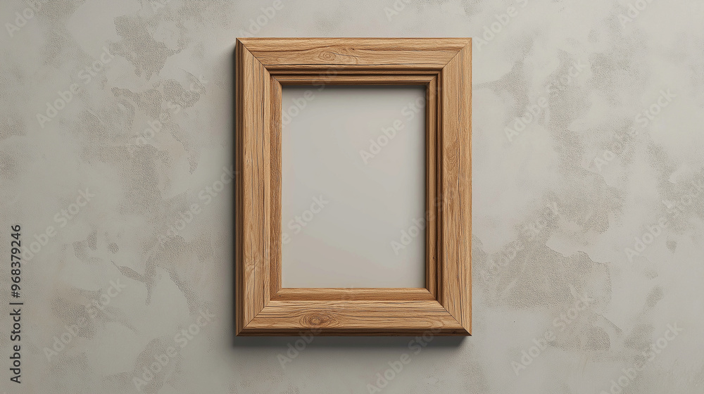 Poster wooden picture frame hanging on a textured wall displaying a blank space