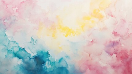 Pastel watercolor splash background with soft blending of pinks, blues, and yellows.