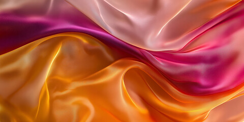 Colorful silk fabric flowing and forming elegant curves