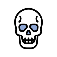 Fototapeta premium Skull icon, blue and black, medical symbol for skeletal structure and human anatomy