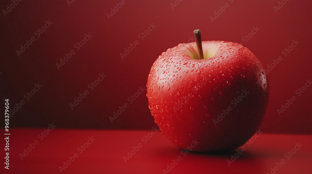 Wall mural red apple on black background