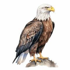 Obraz premium Majestic Bald Eagle Illustration - Detailed Bird of Prey Artwork on a White Background