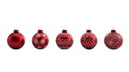 Red decoration Christmas ball on transparent background