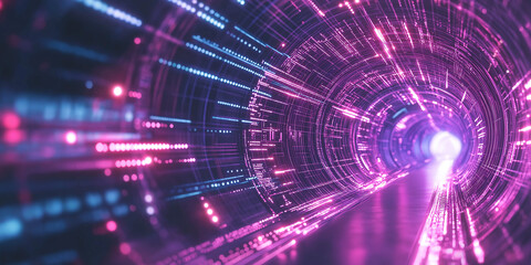 Obraz premium Digital tunnel streaming big data through cyberspace