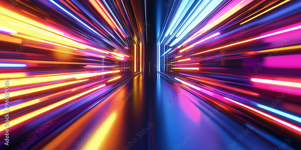Aufkleber neon lights streaking through space creating colorful reflections