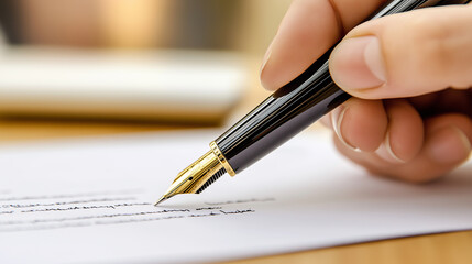 Businessman writing a letter with a luxury pen