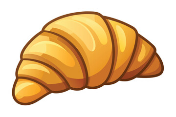 French croissant, traditional puff pastry icon vector illustration on white background