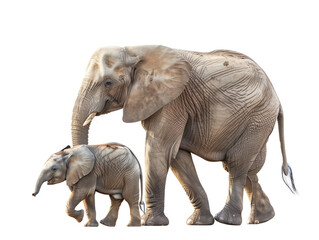 Fototapeta premium African forest elephant calf with mother, playing in heartwarming display of familial bond.