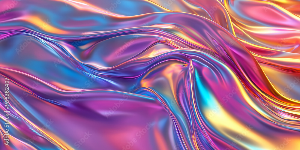 Poster holographic iridescent abstract flowing liquid background texture