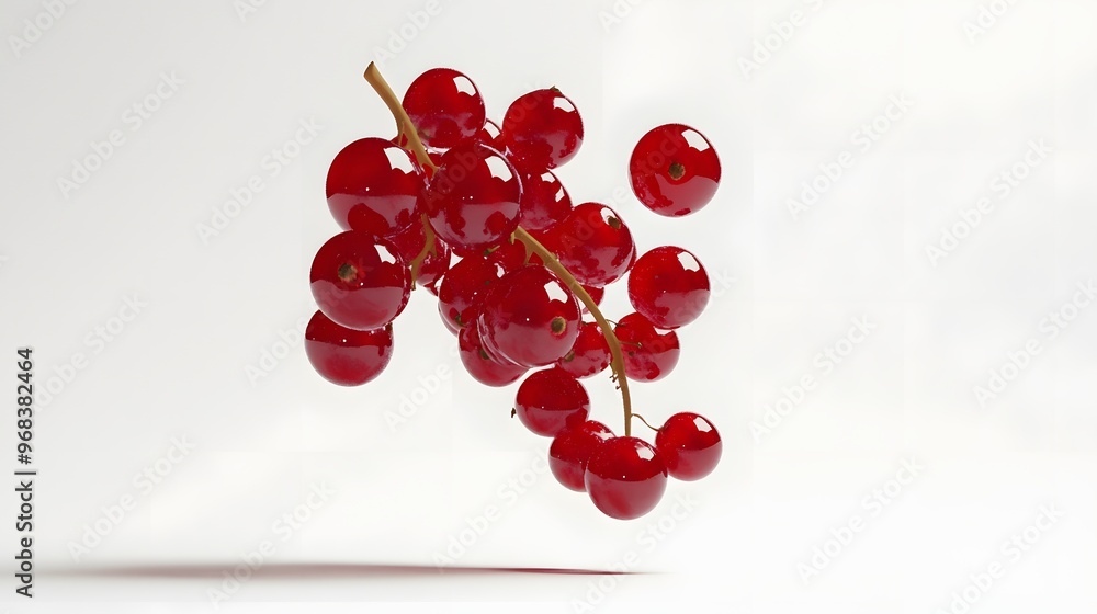 Poster 32. **a 3d render of a falling slice of red currant, its vibrant red color and translucent texture v