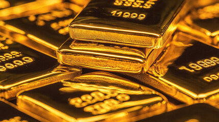 Gold bars stacked close up representing wealth and investment