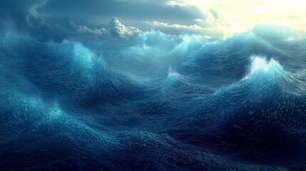 Fototapeta premium Stormy Sea with Crashing Waves