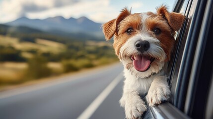 Happy Dog in a Car