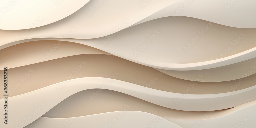 Poster Abstract minimalist background with smooth beige waves flowing on surface