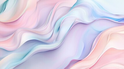 Obraz premium Abstract pattern of fluid, wavy lines in pastel tones, creating a calm and serene effect.