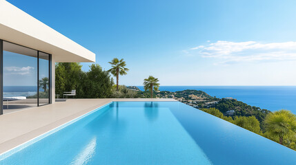 Infinity pool overlooking the mediterranean sea at a luxurious villa