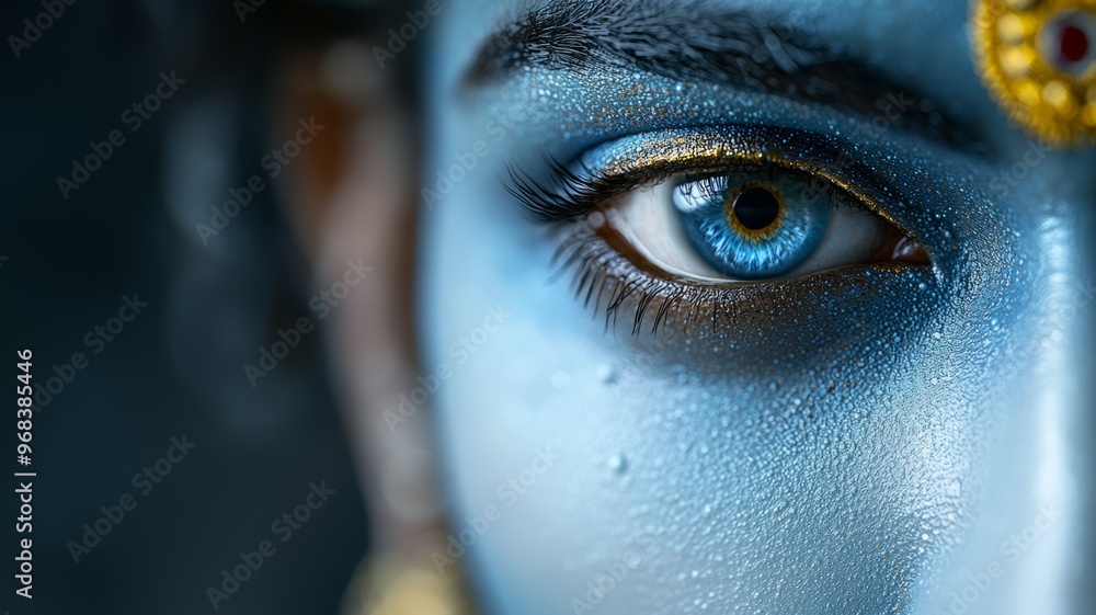 Poster A woman with blue eyes and gold jewelry