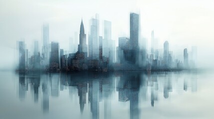 Obraz premium Abstract City Skyline with Reflection