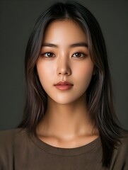 Naklejka premium Portrait of a Young Woman with Long Hair