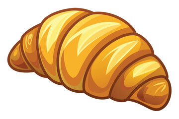 French croissant, traditional puff pastry icon vector illustration on white background