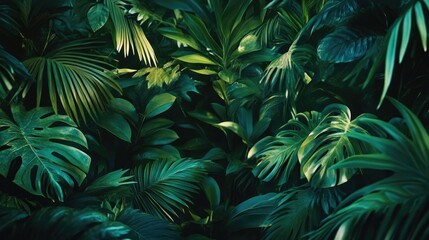 Tropical Leaf Background - Lush Green Foliage Texture, Perfect for Design Projects