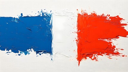 Dynamic Brushstrokes of the French Tricolor Abstract Painting
