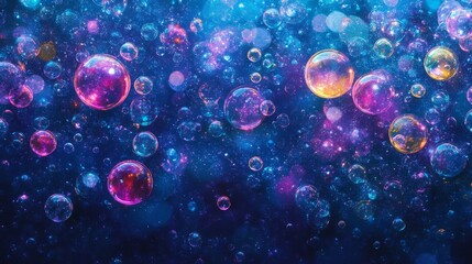 Naklejka premium A Cosmic Abstract Background with Bright Bubbles and Sparkling Dust