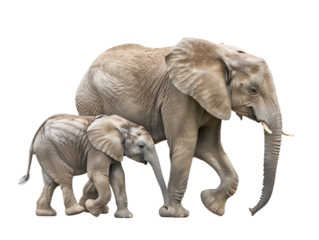 A Baby African forest elephant happily follows mother, a display of familial bond.