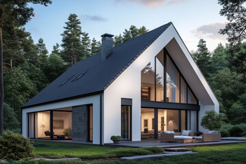 白い壁のおしゃれな新築一戸建て住宅