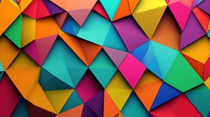 Obraz premium Geometric pattern of interlocking triangles in vibrant colors, creating a modern abstract design.