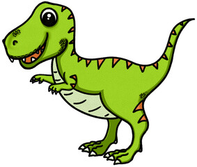 Smiling tyrannosaurus dinosaur  illustration, transparent clipart cartoon style 