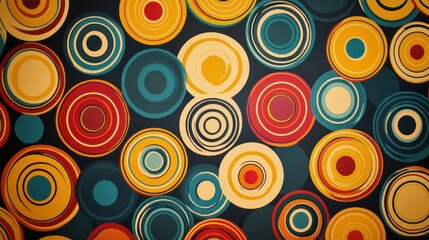 Minimalist pattern of concentric circles in alternating colors, creating a simple yet dynamic design.