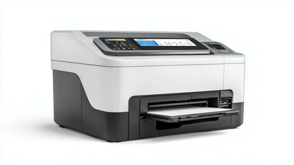 Fototapeta premium A white and black printer with a blue screen