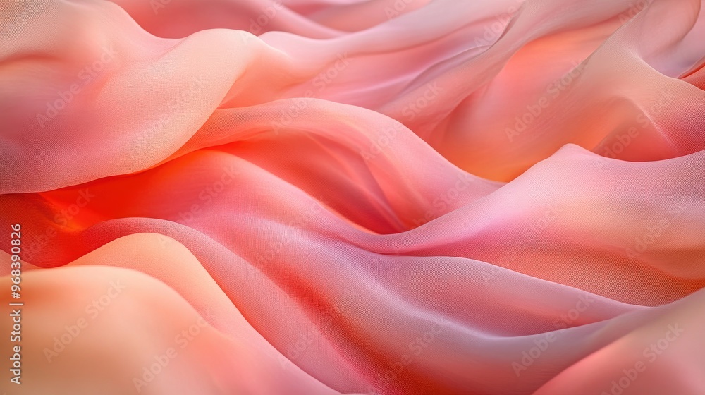 Poster flowing fabric: a close up of soft pink sheer fabric with a subtle gradient