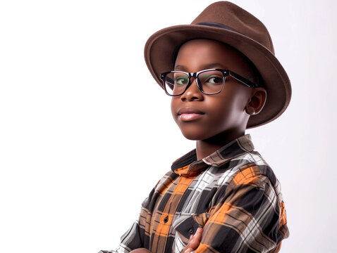 Young African boy in trendy clothing.